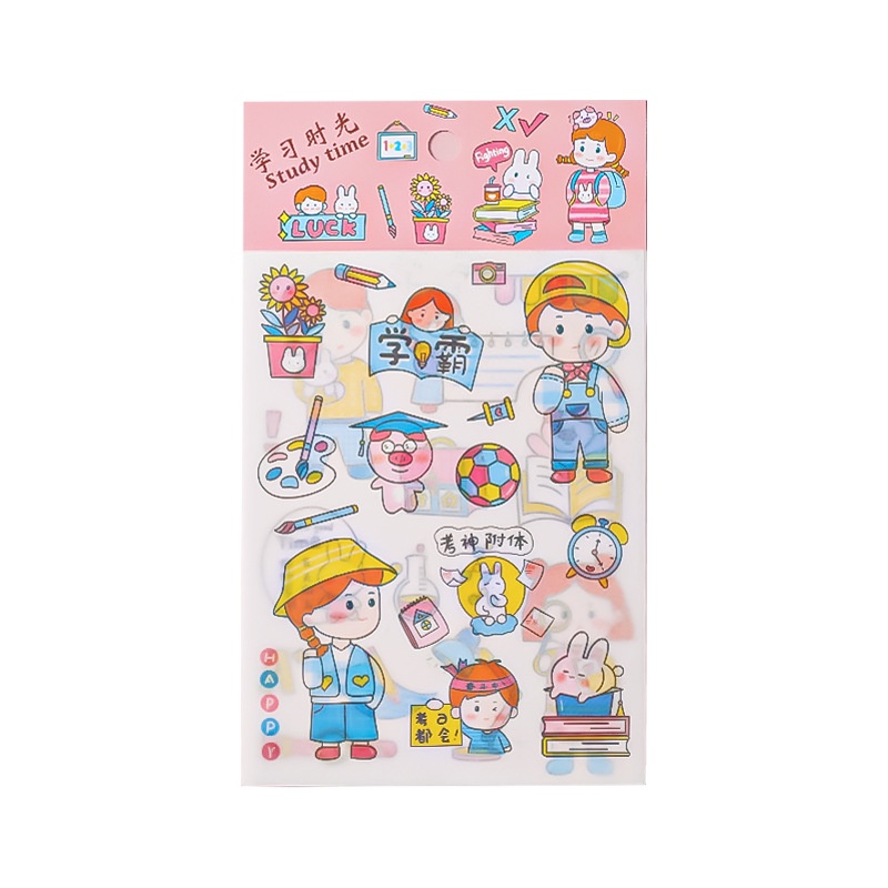 Set 12 sticker hoạt hình cô gái, chó shiba, emoji dễ thương
