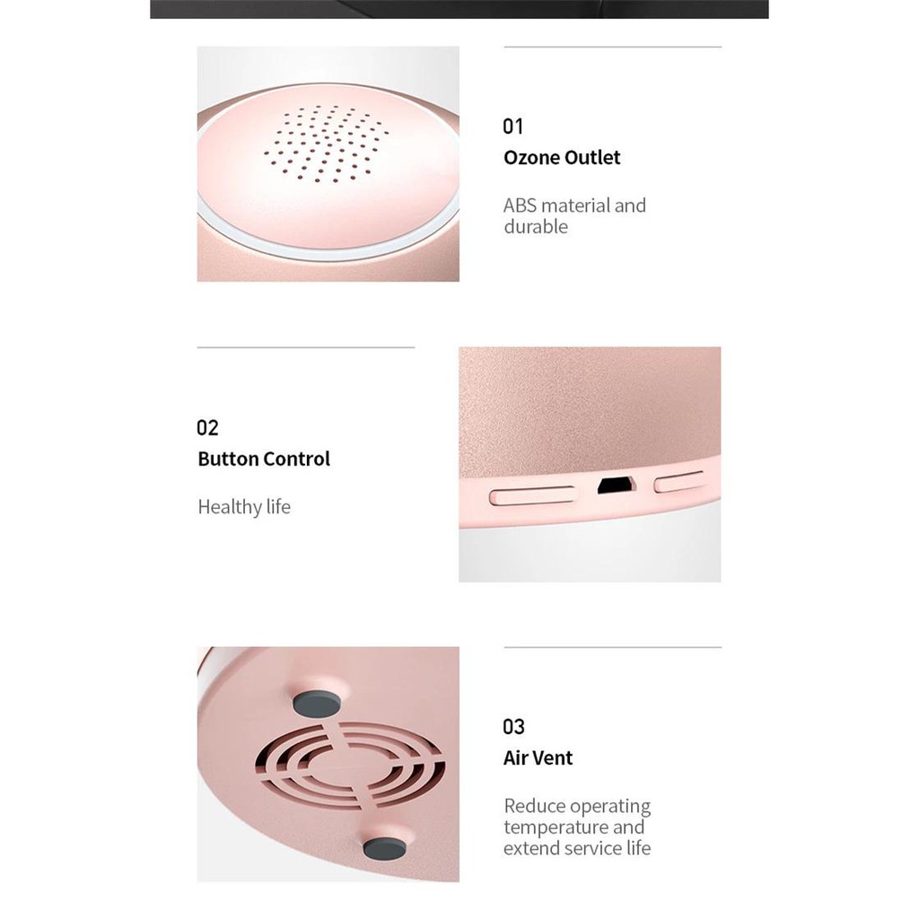 Máy tạo khí Ozone khử mùi cho xe hơi, tủ lạnh, tủ giày, tủ quần áo, nhà tắm, không gian có luồng không khí hạn chế