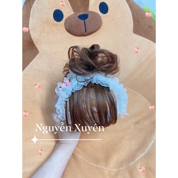 Tuban/ băng đô tóc giả búi xoăn cho bé