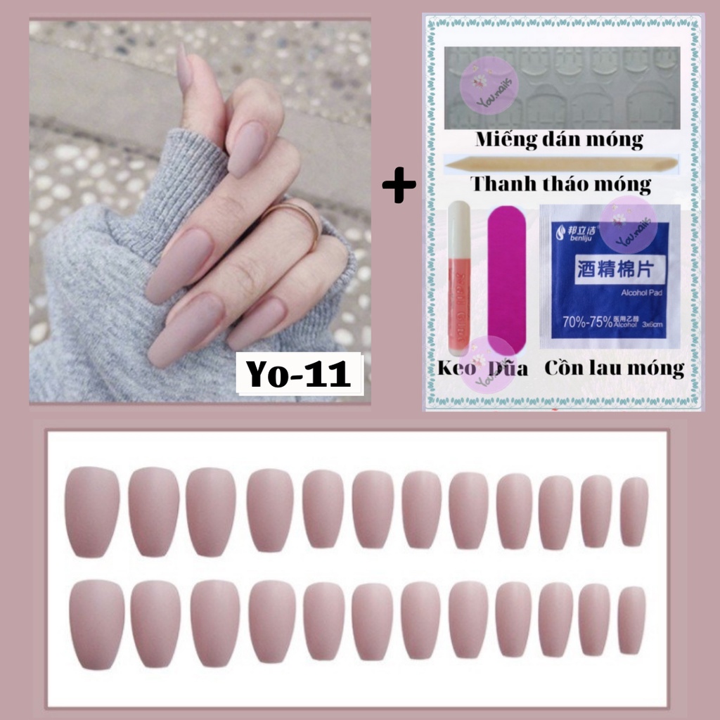 Móng tay giả nhám kèm keo dài nhọn  YOU NAILS Mã Yo-11