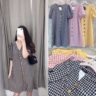 Váy bầu kẻ caro thời trang công sở chất cotton thô đẹp freesize từ 45 đến 70kg 🌸 FREESHIP 🌸