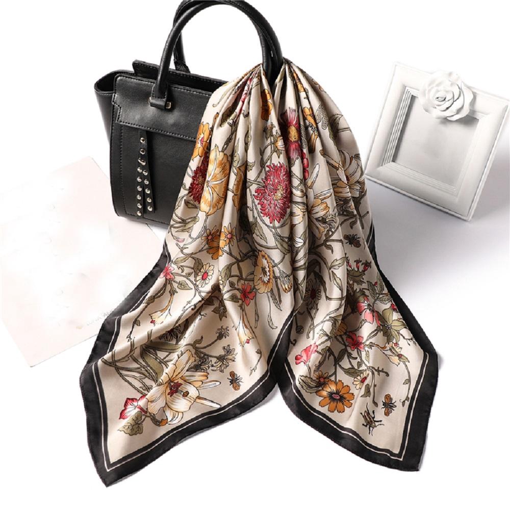 AROMA Office Small square Flower Silk Neck Scarves