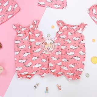 [PUPPIES CLOSET] Body cài đũng cộc tay hồng Cá voi Carters