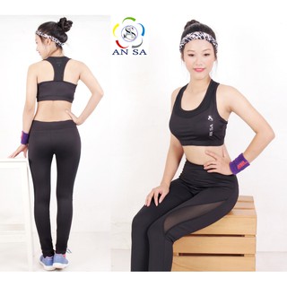 Quần legging dài thể thao nữ phối lưới cao cấp -QD3