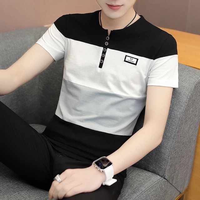 Áo thun nam,phông nam hàn quốc ngắn tay,không cổ chất cotton mềm mát mịn không nhăn,không xù lông TCS 203