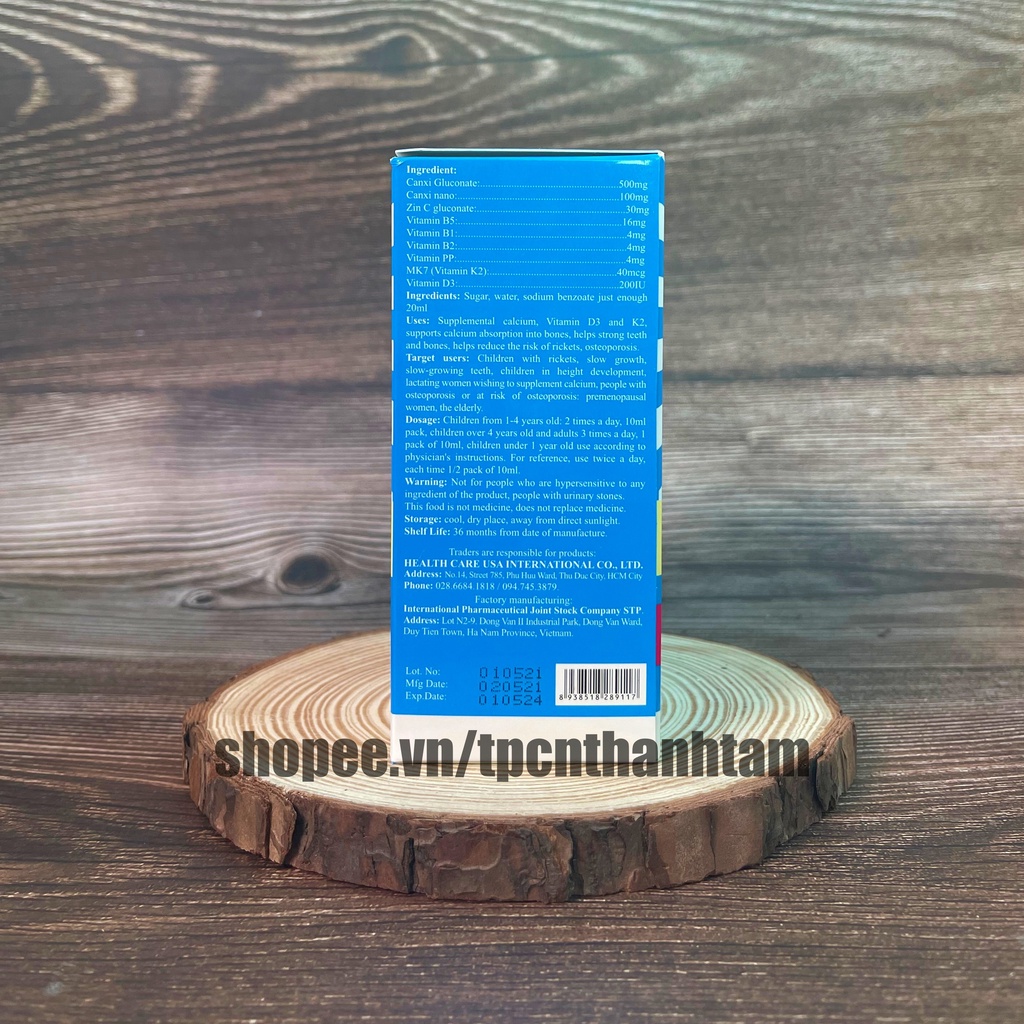 Siro cho bé Herovit Nano Canxi bổ sung vitamin d3 và k2 hỗ phát triển chiều cao, giảm còi xương - Hộp  20 gói