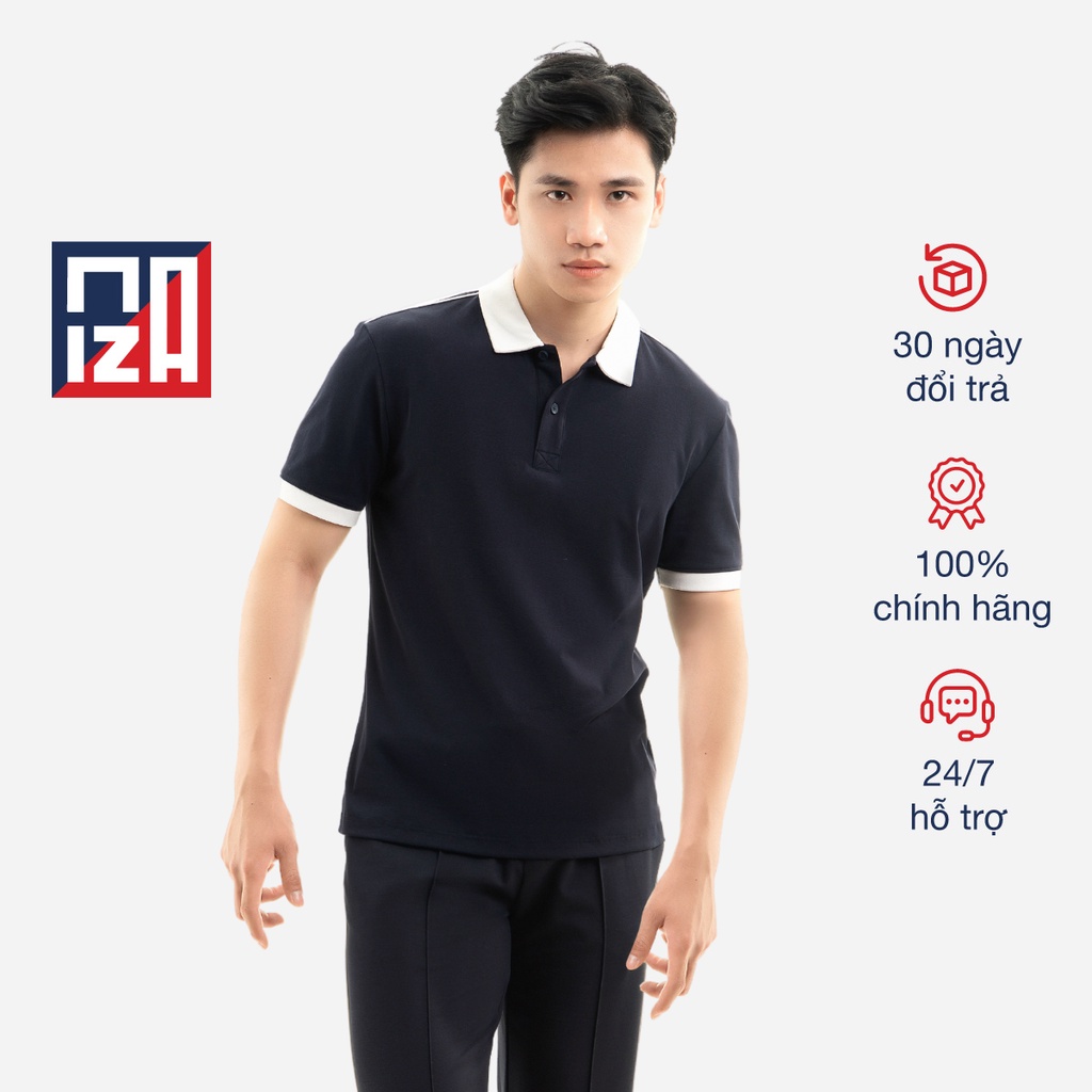 Áo thun polo ngắn cộc tay nam CIZA basic cổ bẻ vải cotton thanh lịch cao cấp trẻ trung size S M L XL màu navy APNS29