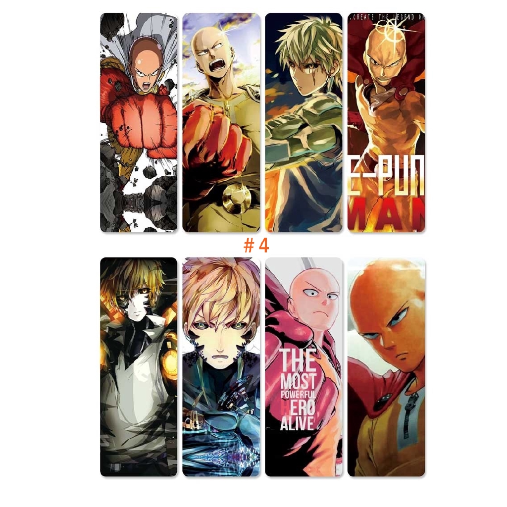 1 Bộ 8 Thẻ Đánh Dấu Sách Hình One Punch Man Saitama Sensei Genos Tatsumaki