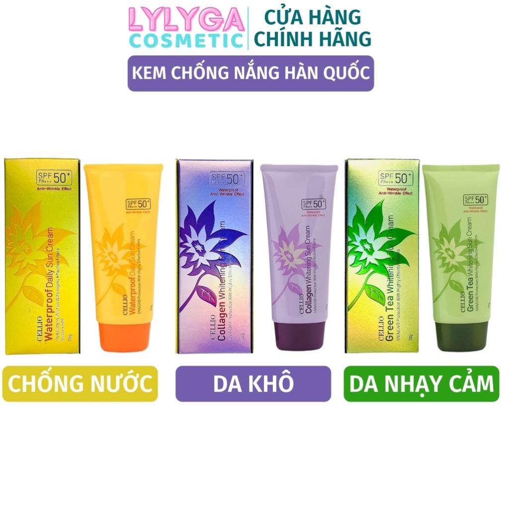 Kem chống nắng Hàn Quốc CELLIO SPF 50 PA+++ 70G . Dưỡng ẩm, trắng da, chống nước. Thành phần tự nhiên mọi loại da