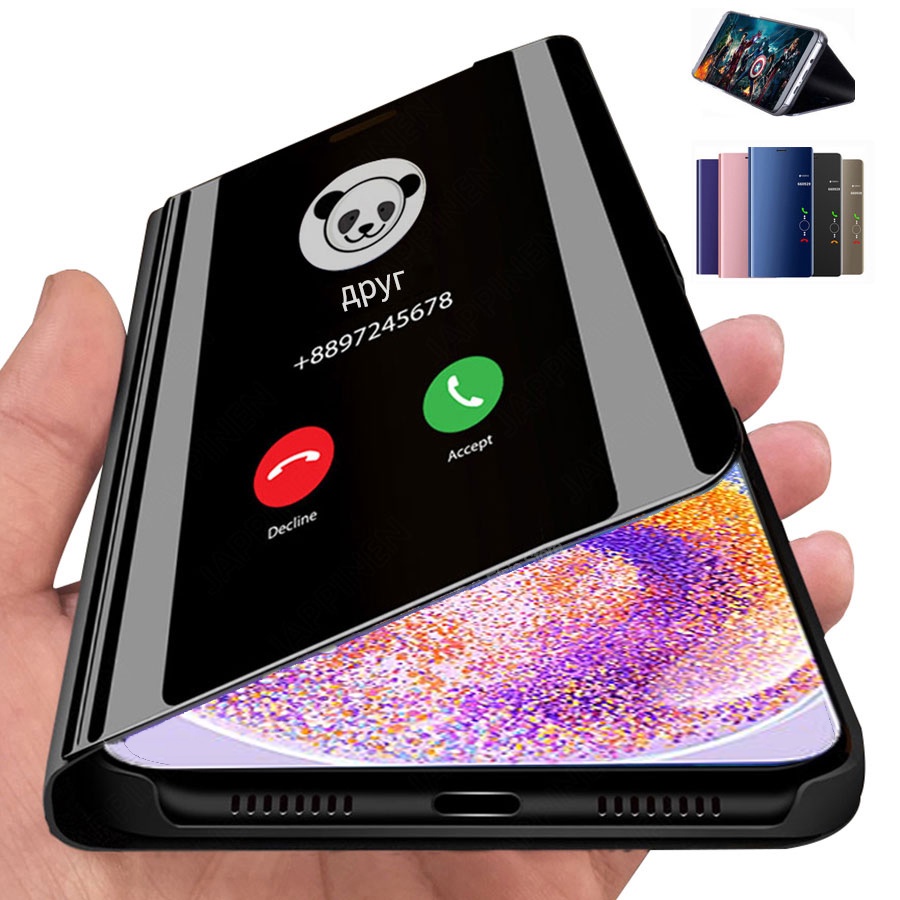 Bao Da Điện Thoại Nắp Lật Tráng Gương Thông Minh Cho Samsung Galaxy A23 A13 A23 A33 A53 A73 5G