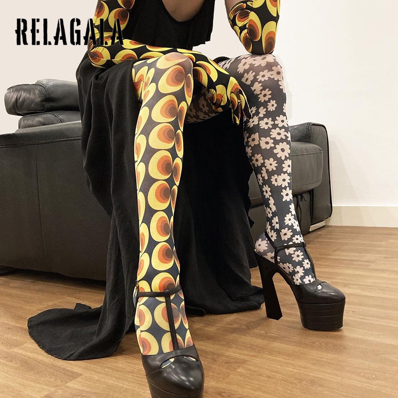 Relagala Quần Dài Phối Lưới In Họa Tiết Màu Tương Phản Thời Trang Cho Nữ 2021 | BigBuy360 - bigbuy360.vn
