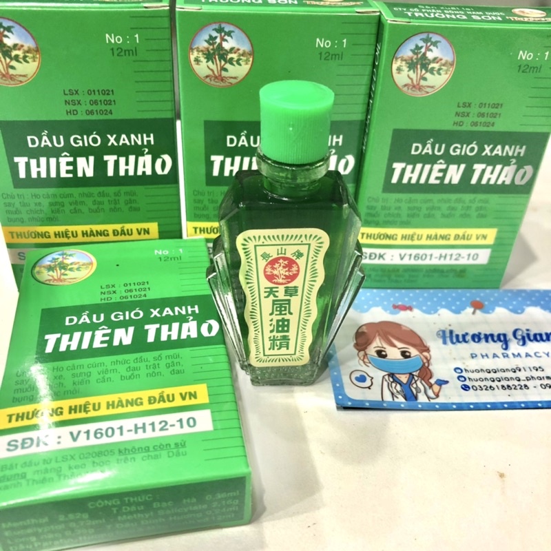Dầu gió xanh Thiên Thảo chai 12ml , Dầu xanh trường sơn