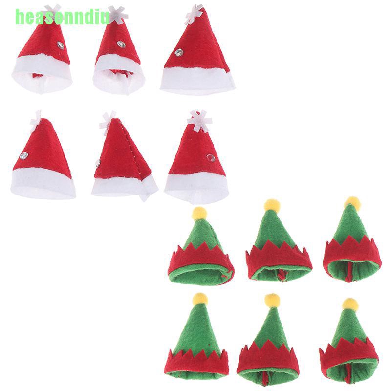 Set 6 Nón Ông Già Noel Mini Trang Trí Cây Thông Giáng Sinh