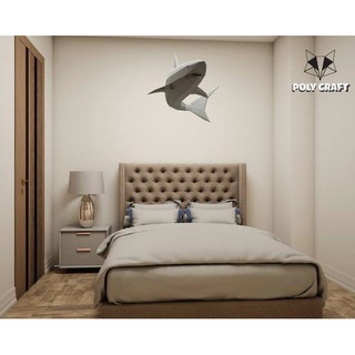 Mô hình giấy decor trang trí động vật hình Cá Mập Trắng 3D POLYCRAFT