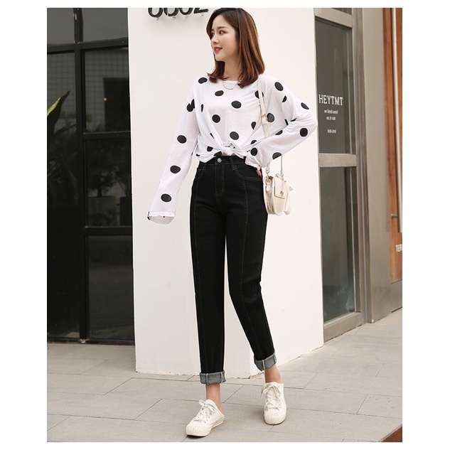 quần jean đen big size wash có 1 đường li giữa size đại 65-120kg