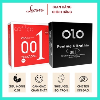 Bao cao su siêu mỏng olo 001 feeling ultrathin bao cao su nhiều gel bôi trơn hộp 10 bcs