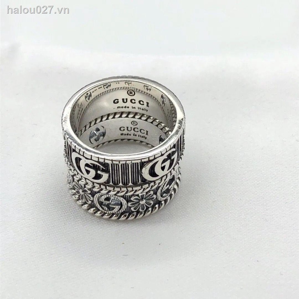 Nhẫn Đôi Khắc Chữ Gucci Mạ Bạc 925 Không Phai Chất Lượng Cao