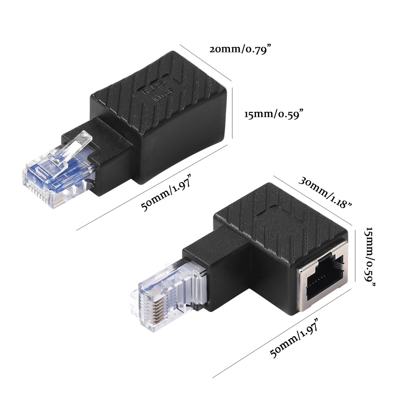 Đầu Nối Dài Chuyển Đổi RJ45 Male Sang Female 90 Độ Cho Cat5 5e Cat6 LAN