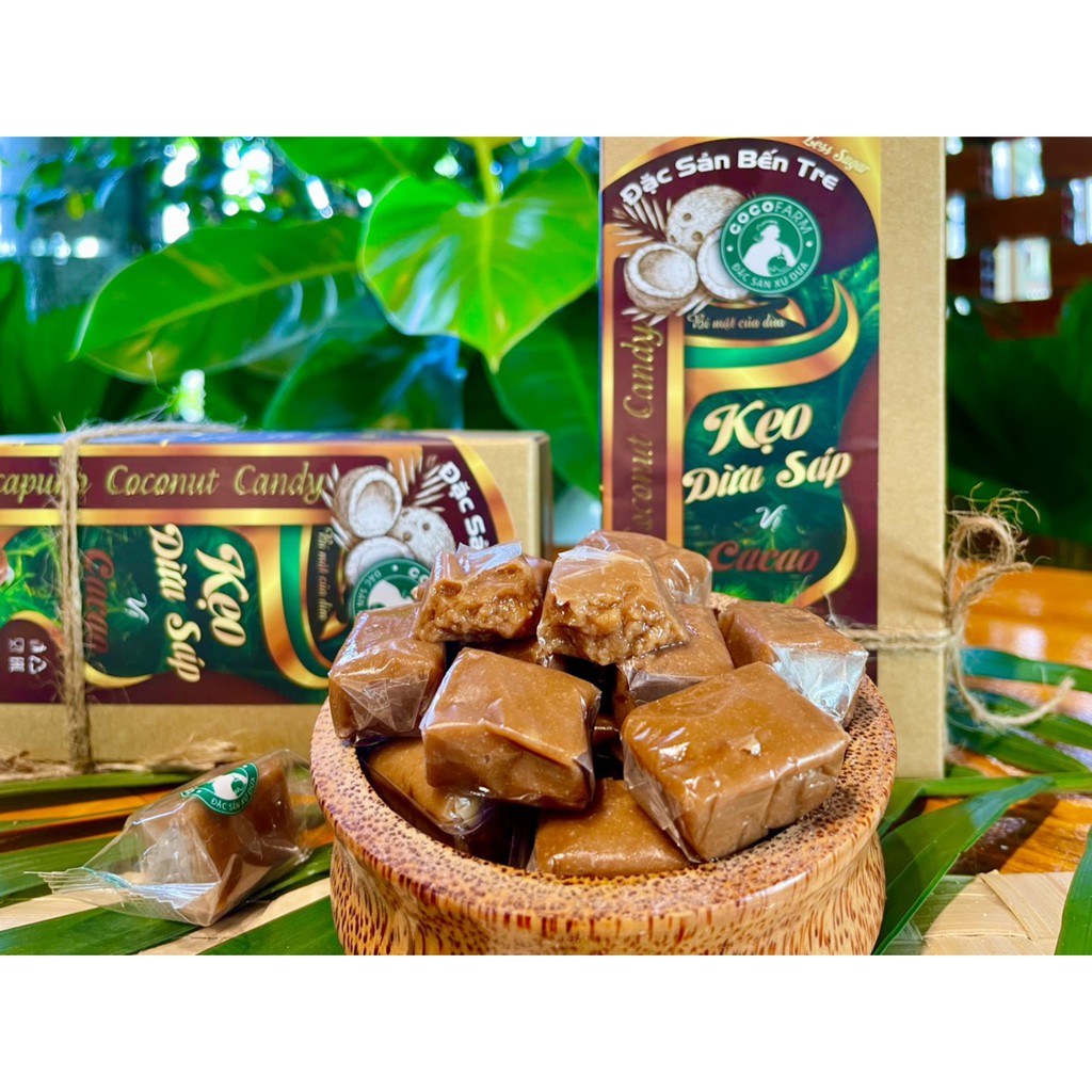 Kẹo Dừa Sáp Cocofarm vị Cacao ít đường 300gram