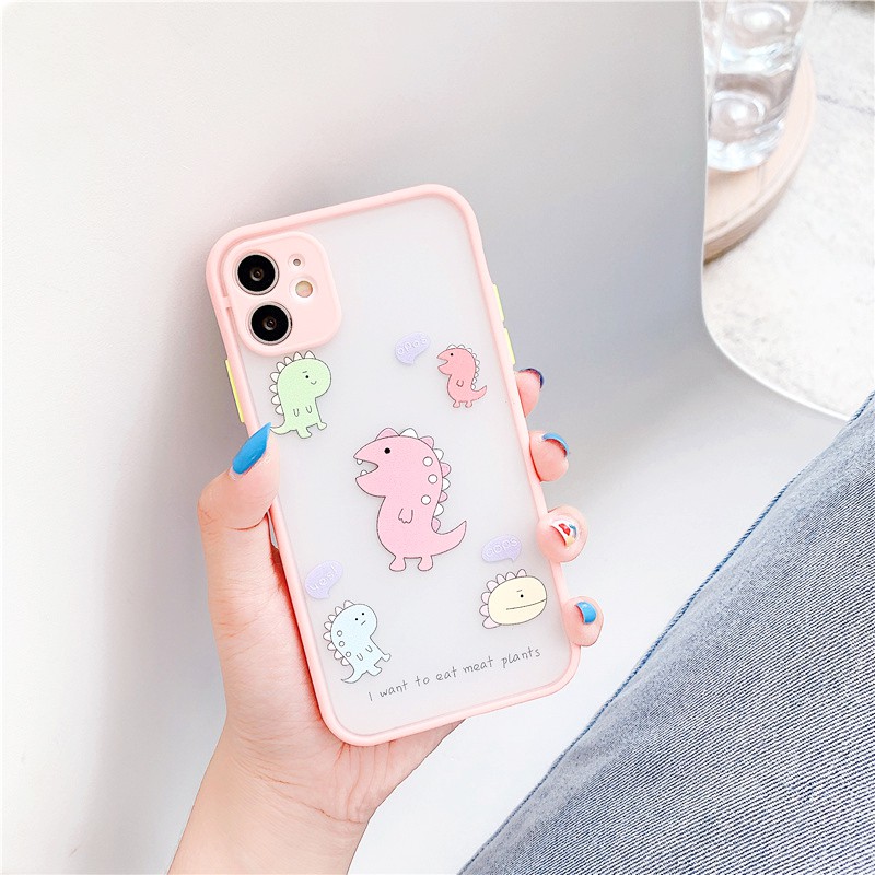 Ốp lưng iphone Dino ngáo nhám viền nổi cong 5/5s/6/6plus/6s/6splus/7/7plus/8/8plus/x/xr/xs/11/12/pro/max/plus/promax | BigBuy360 - bigbuy360.vn