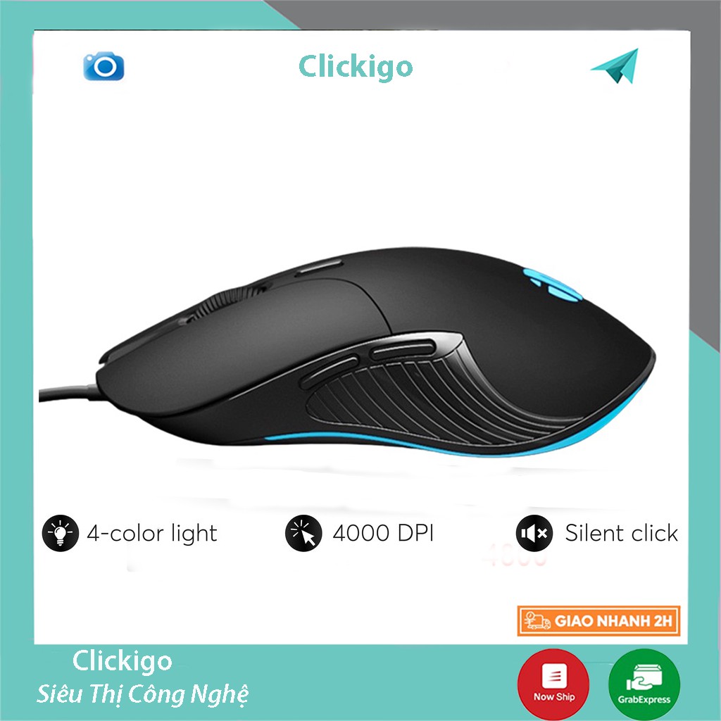 Chuột máy tính có dây, chuột gaming 4800 DPI - Chồng ồn silent - LED RGB