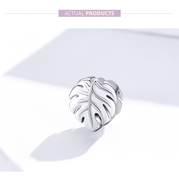 Phụ Kiện Hạt Trang Sức Bamoer Bằng Bạc S925 Hình Chiếc Lá Thời Trang Cho Nữ