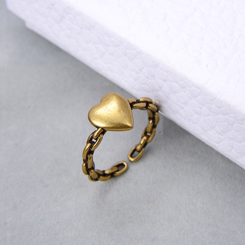 Vòng Tay Kèm Nhẫn Hình Trái Tim Phong Cách Retro