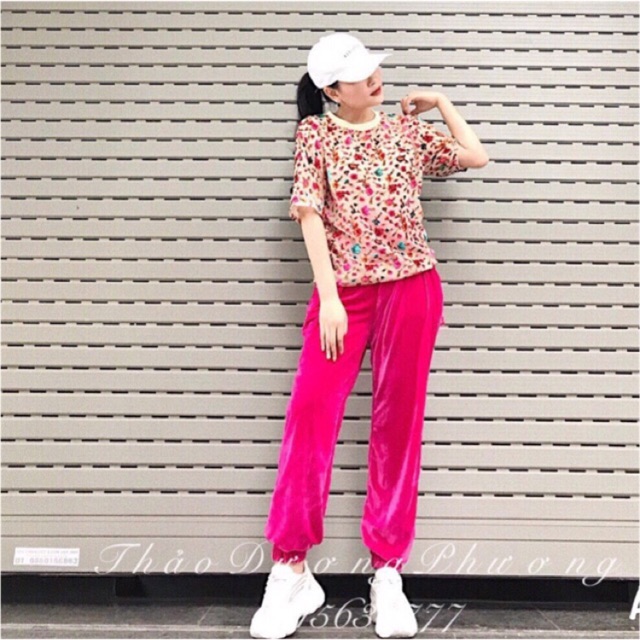 Set áo voan hoa nhung + quần nhung hàng cao cấp(kèm ảnh thật trải sàn )