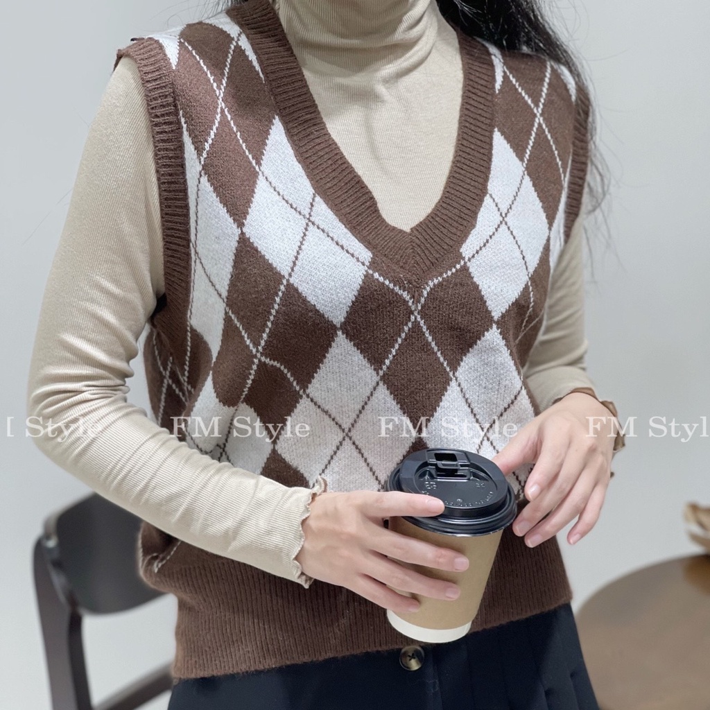 Áo gile thổ cẩm nữ FM Style  họa tiết xinh xắn thời trang 21042178