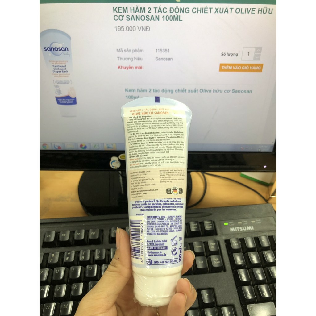. Kem hăm 2 tác động chiết xuất Olive hữu cơ Sanosan 100ml