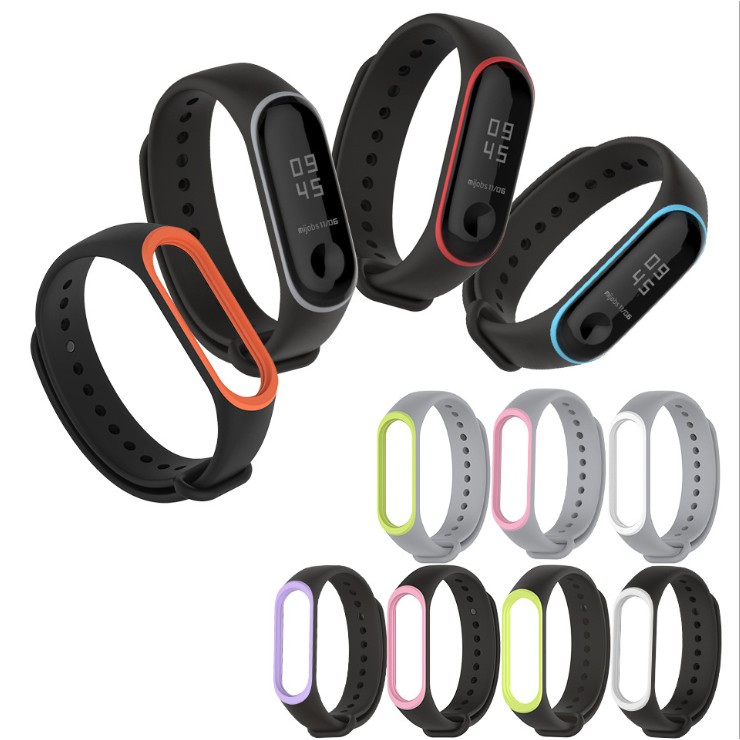 Dây đeo thay thế cho Xiaomi Miband 3 và 4 /5 viền mầu ( MB02 )
