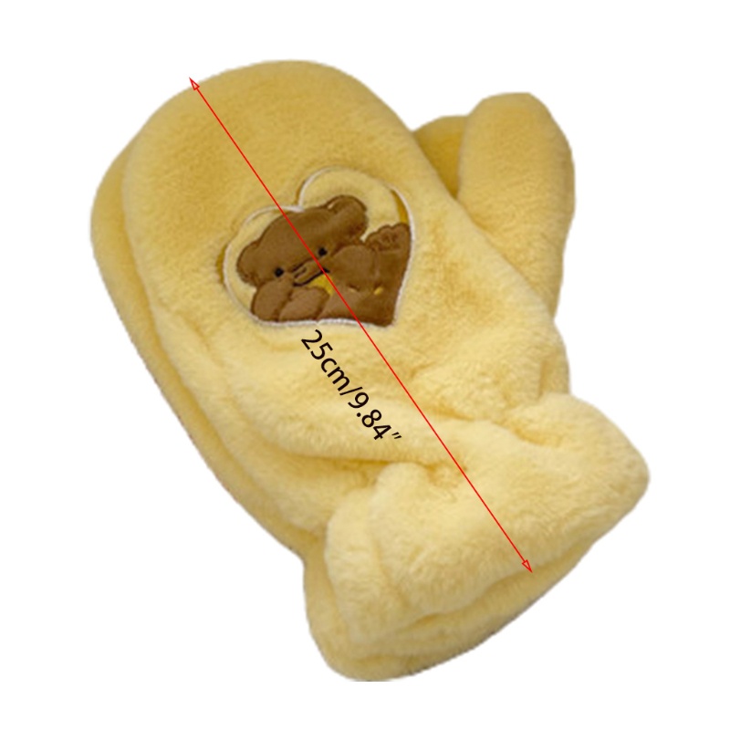 Găng Tay Lông Nhung In Họa Tiết Gấu Thời Tiết Mùa Đông Cho Nữ