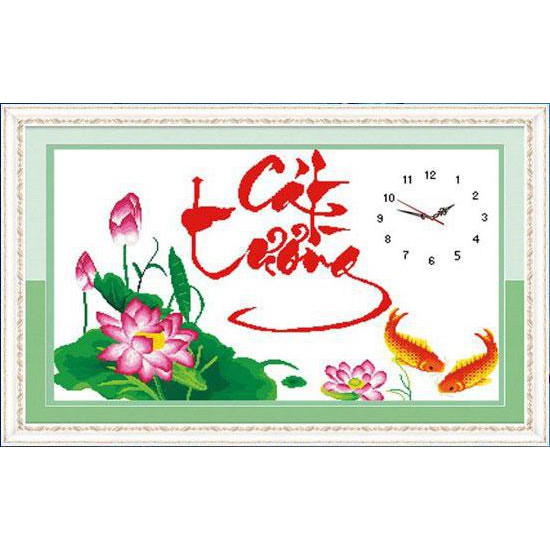 Tranh Thêu Chữ Thập Đồng Hồ Cát Tường 222801 (Khách tự thêu) KT:88x60cm