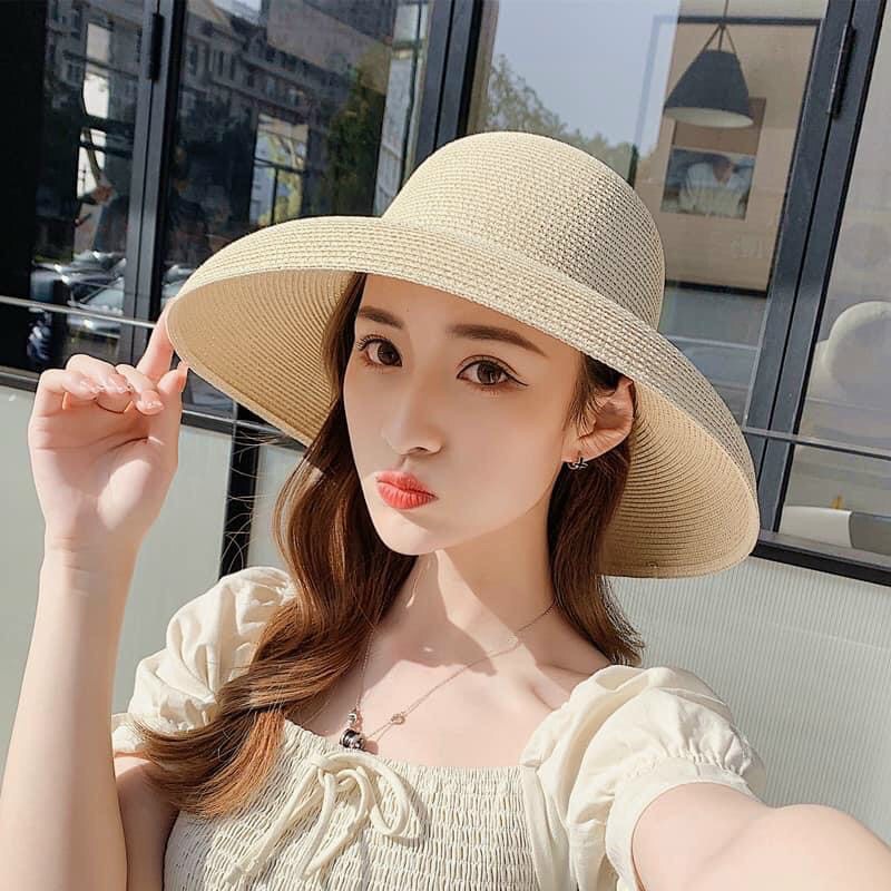 Mũ Cói Vành Rộng Buket Đi Biển Nón Chuông Cụp Vành Vintage 436 Sang Chảnh - Hazo