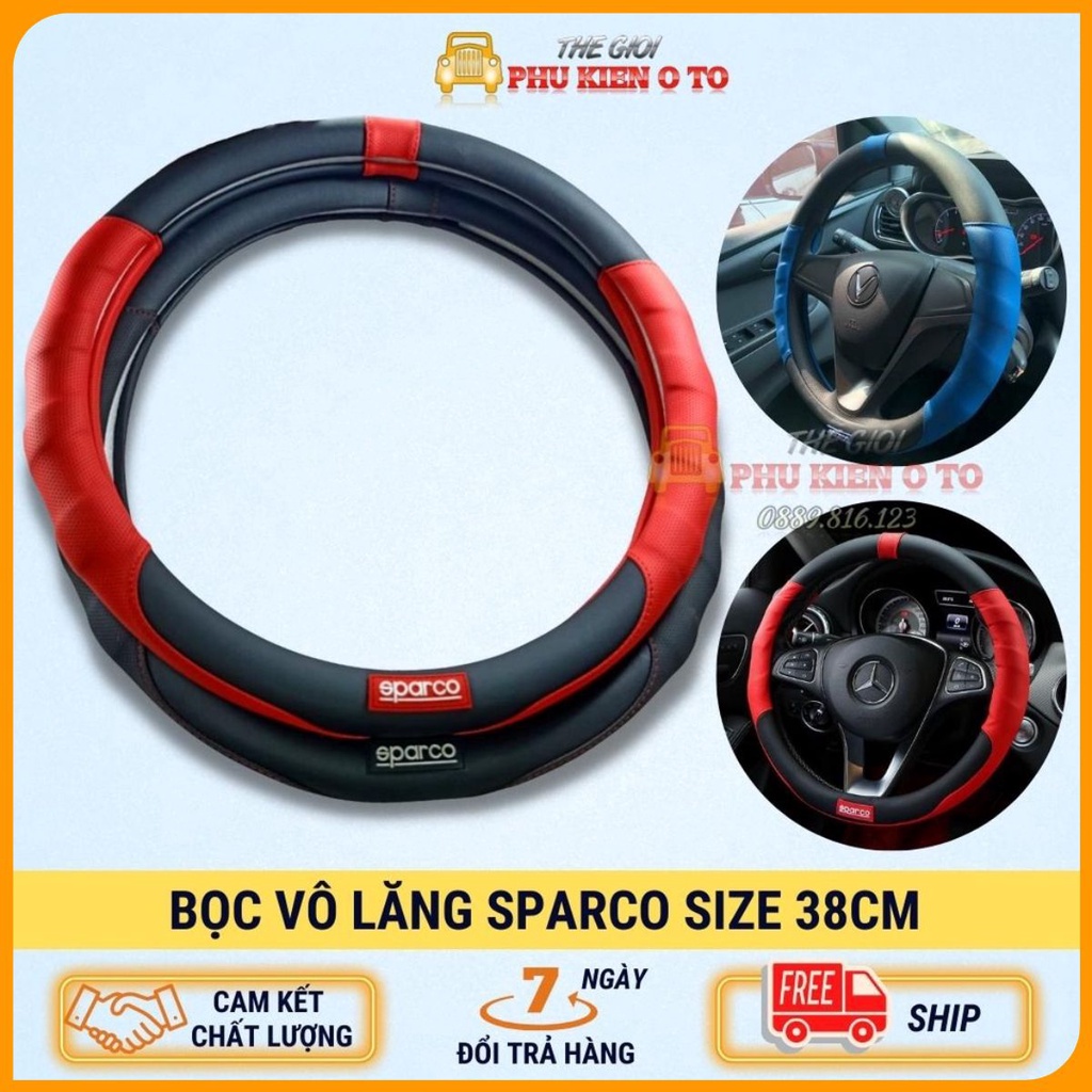 Bọc vô lăng ô tô SPARCO cao cấp Size 38cm cho mọi dòng xe nhiều màu