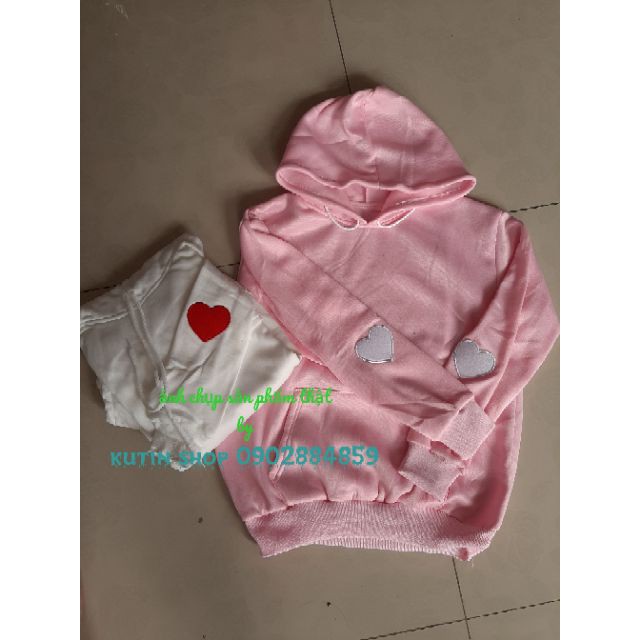 ( xưởng áo khoác miền nam) Áo khoác nỉ nam nữ hoodie chui đầu thêu 2 trái tim tay có ảnh thật