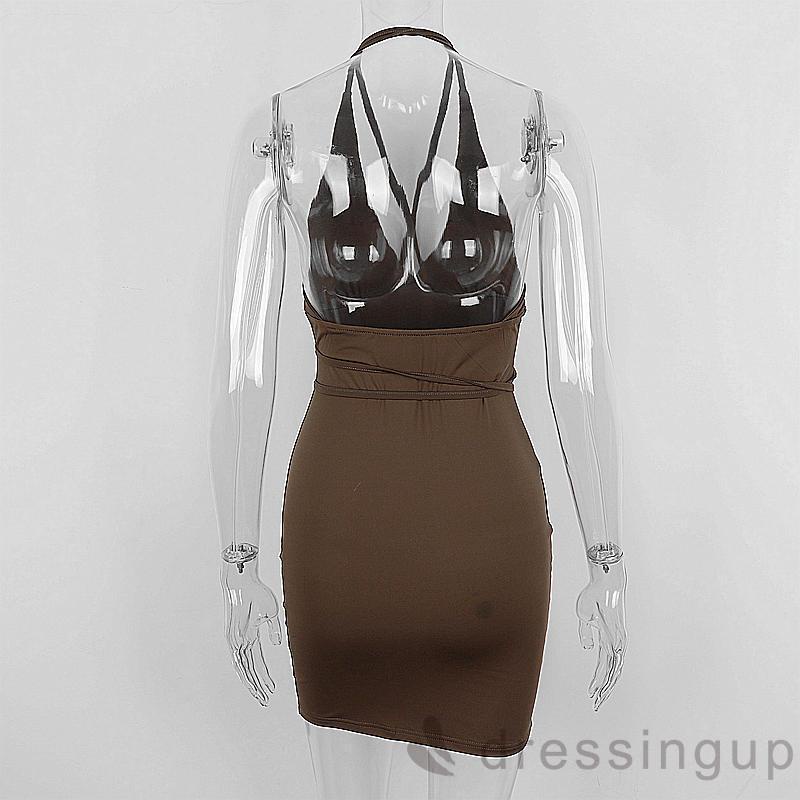 Váy body Hở Lưng Màu Trơn Thời Trang Mùa Hè Cho Nữ Size S/M/L