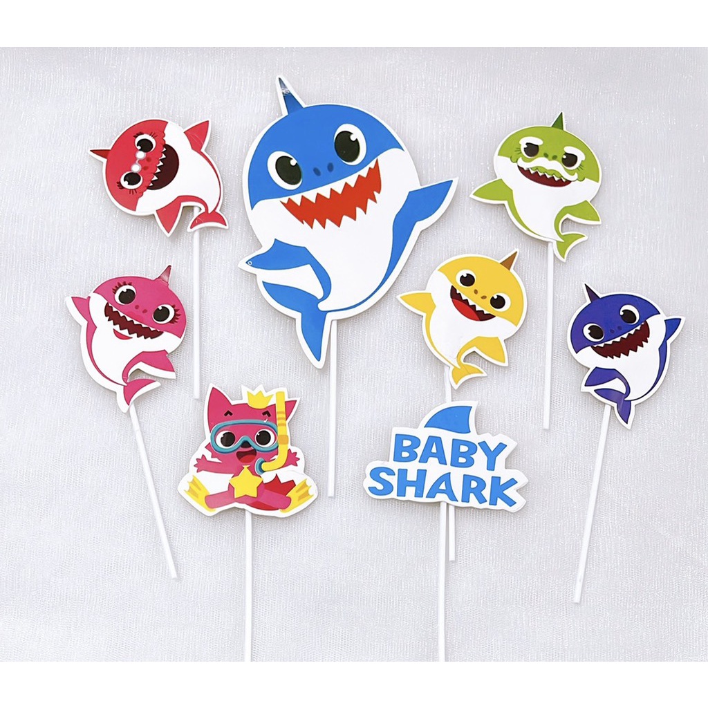 10 set cắm baby shark (không có chữ HPBD)