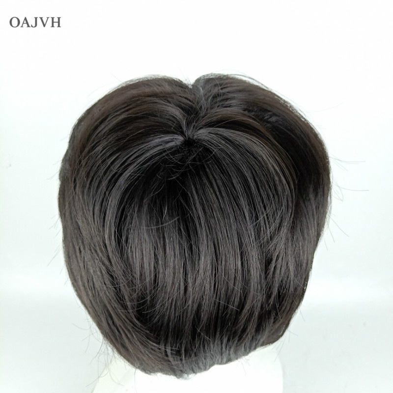 Tóc Giả Ngắn Mái Ngang 15Cm Màu Đen Thời Trang Cho Nam