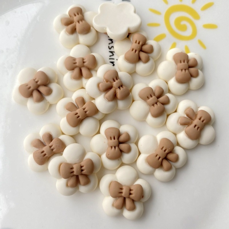 10pcs Phụ Kiện Trang Trí Ốp Điện Thoại Bằng Nhựa Hình Hoa Thắt Nơ Diy