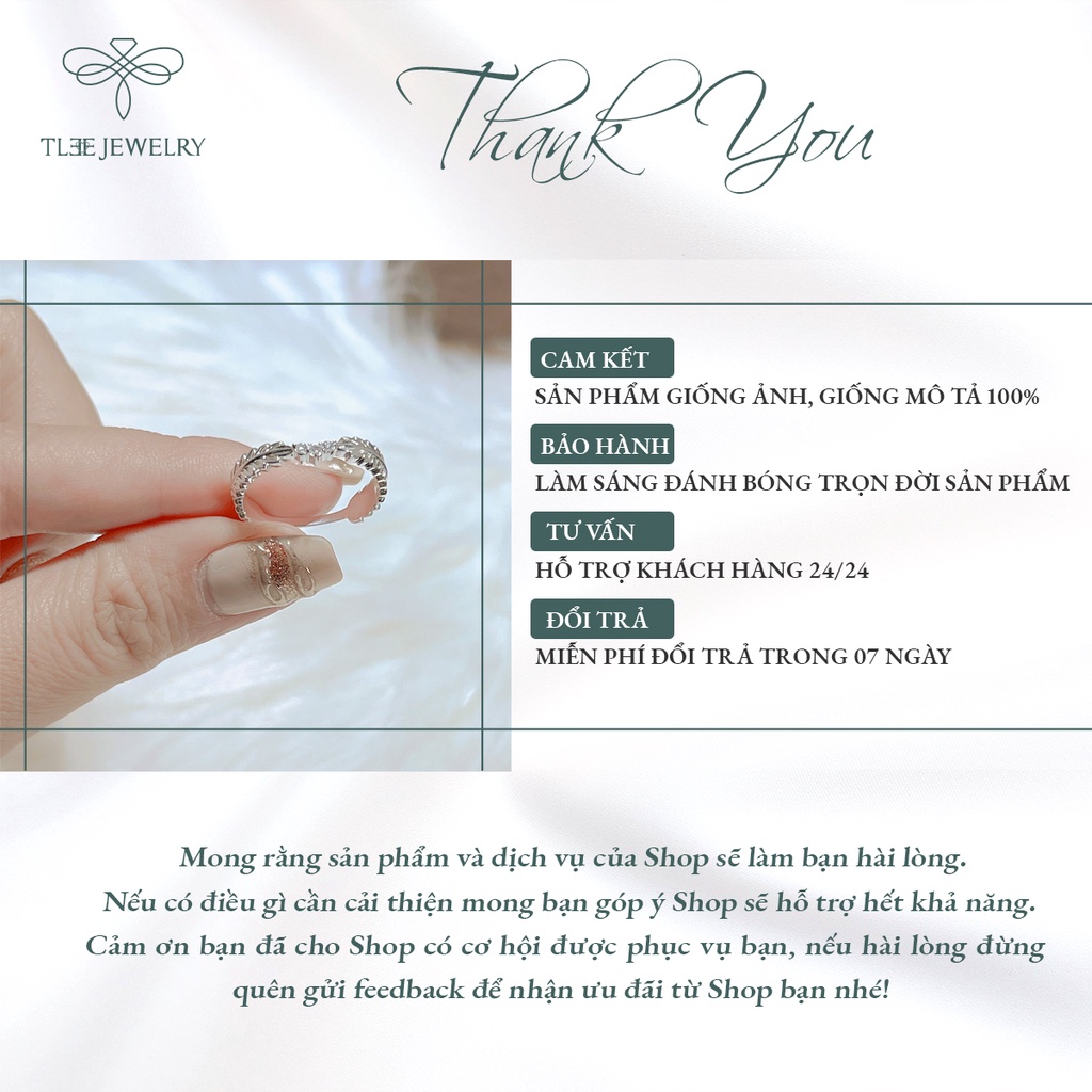 Nhẫn bạc nữ TLEE lá Henna nạm đá cao cấp NCJ A0152