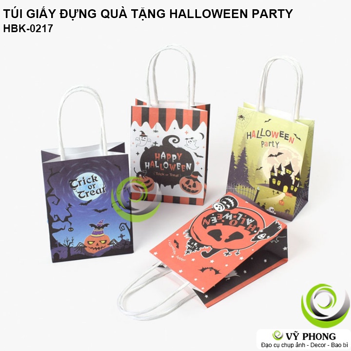 TÚI GIẤY CÓ QUAI XÁCH ĐỰNG BÁNH KẸO HALLOWEEN TÚI ĐỰNG QUÀ TẶNG TIỆC HALLOWEEN LỄ HỘI MA QUỶ HBK-0217