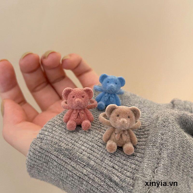 Nhẫn hở từ vải nhung mặt hình chú gấu đáng yêu hợp thời trang dành cho nữ