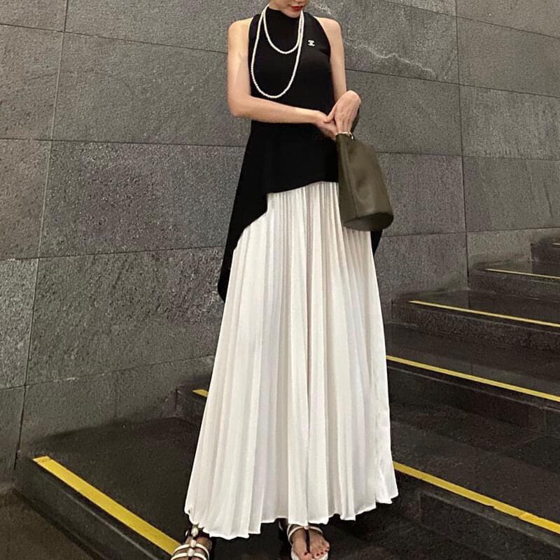 Set Chân Váy Dập Ly Áo Tôm sang chảnh mát mềm mịn(mẫu mới)[ Hermano Fashion ]