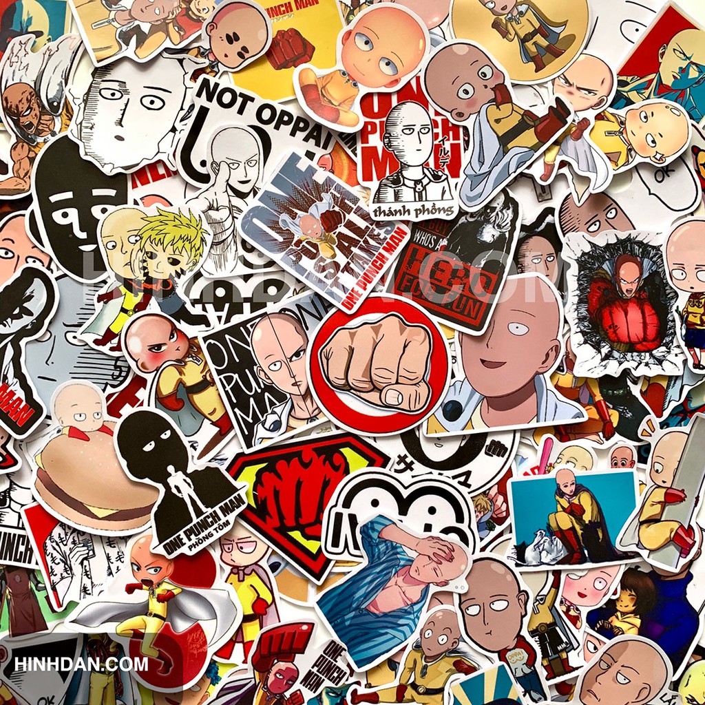 Sticker Chủ Đề ONE PUNCH MAN Hình Dán Decal Chất Lượng Cao Chống Nước Trang Trí Va li, Xe, Laptop, Nón Bảo Hiểm