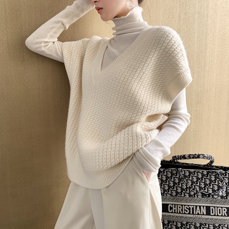 Áo len nữ không tay cổ chữ V thời trang