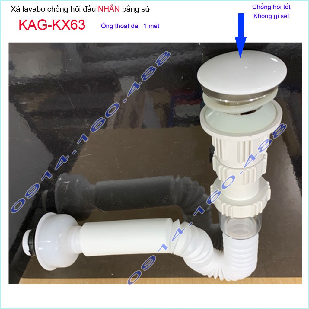 Giao hỏa tốc Xả lavabo Kace KAG-KX63, bộ xả đầu nhấn sứ chậu rửa mặt, xả lavabo cho chậu sứ