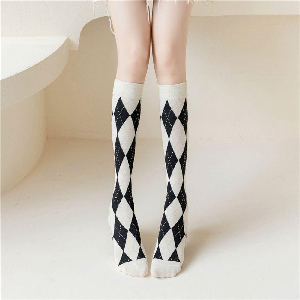 Tất Bắp Chân Bằng Cotton Màu Trắng Đen Phong Cách jk Portrait Lolita Nhật Bản Ngọt Ngào Cho Nữ
