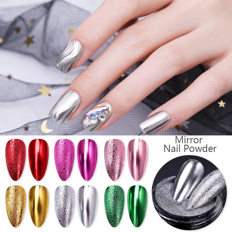 Bột phủ trang trí móng tay nghệ thuật UR SUGAR DIY tráng gương nhiều màu sắc tùy chọn