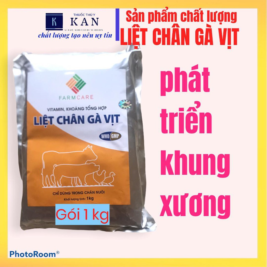 Thuốc bổ chống liệt chân gà vịt, tăng khung,bổ sung khoáng chất cho gia súc gia cầm gói 1kg